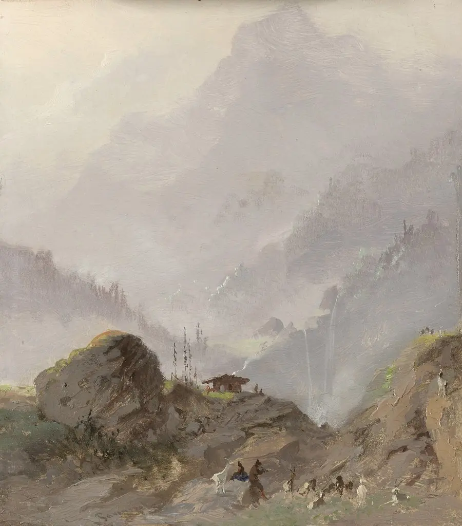 Alpine Landscape in Tyrol with Chamois Herd