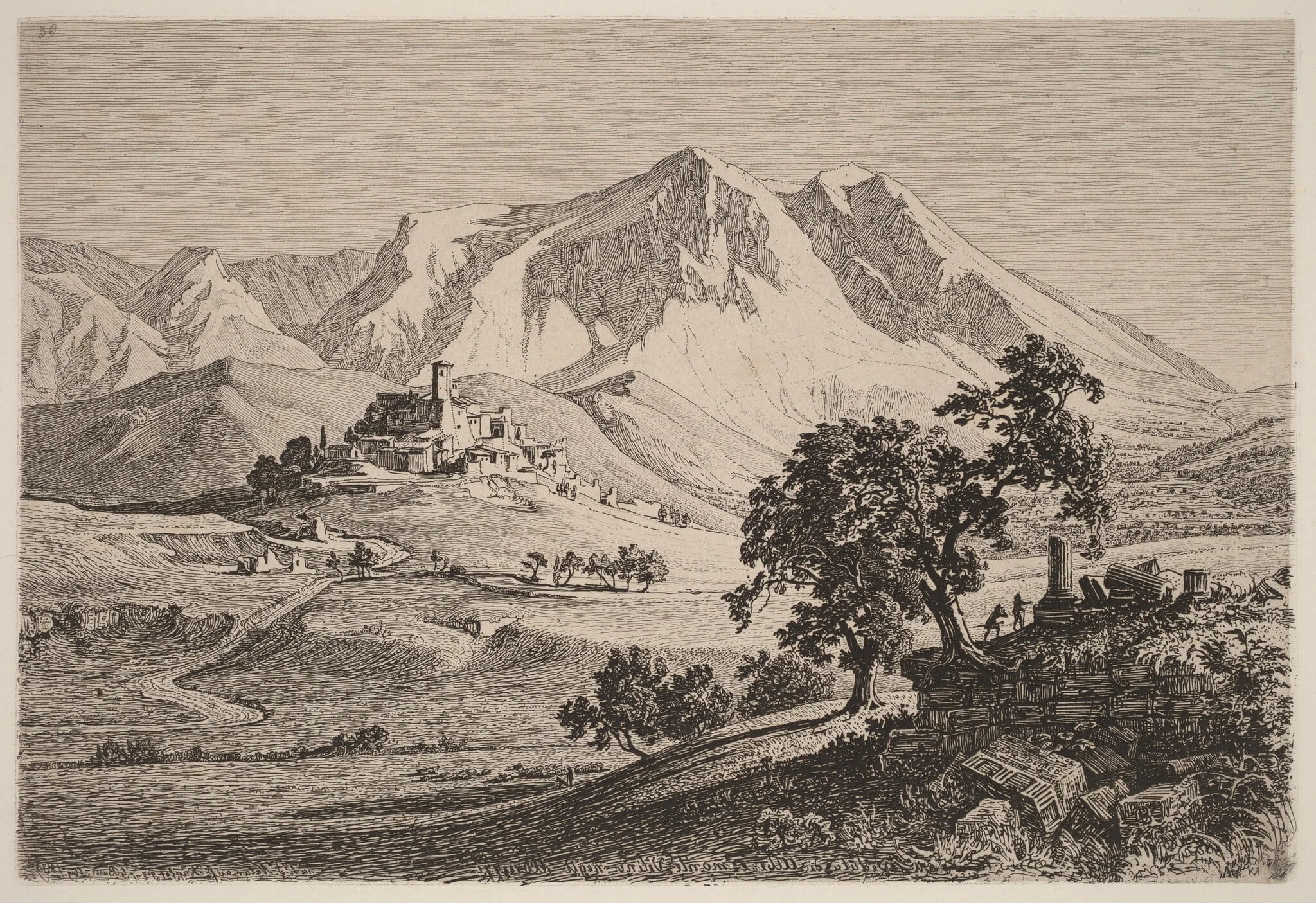 Veduta di Albe e Monte Velino negli Abruzzi