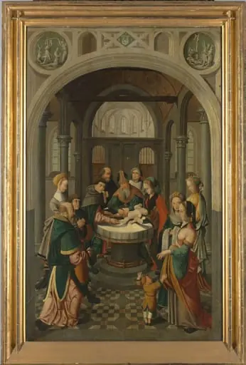 Panel of an Altarpiece with Circumcision of Christ, on verso is Resurrection of Christ