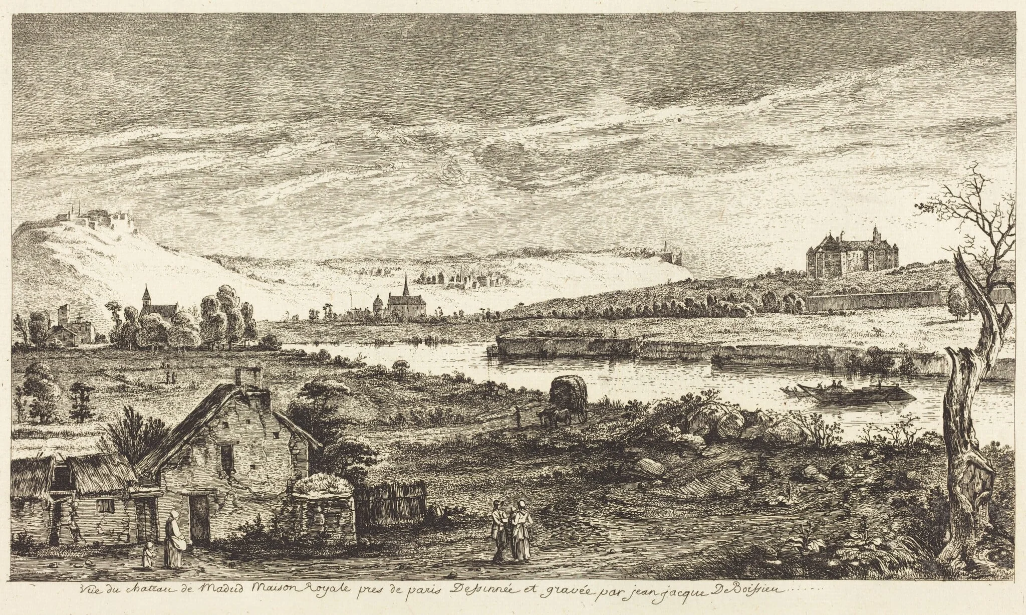 Vue du chateau de Madrid, by Jean-Jacques de Boissieu, ink, 1773