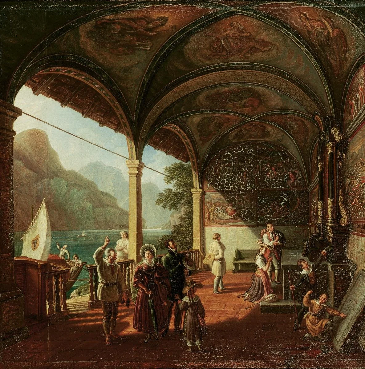 Das Innere der Tellskapelle am Vierwaldstättersee, by Ludwig Vogel, unspecified, 1834