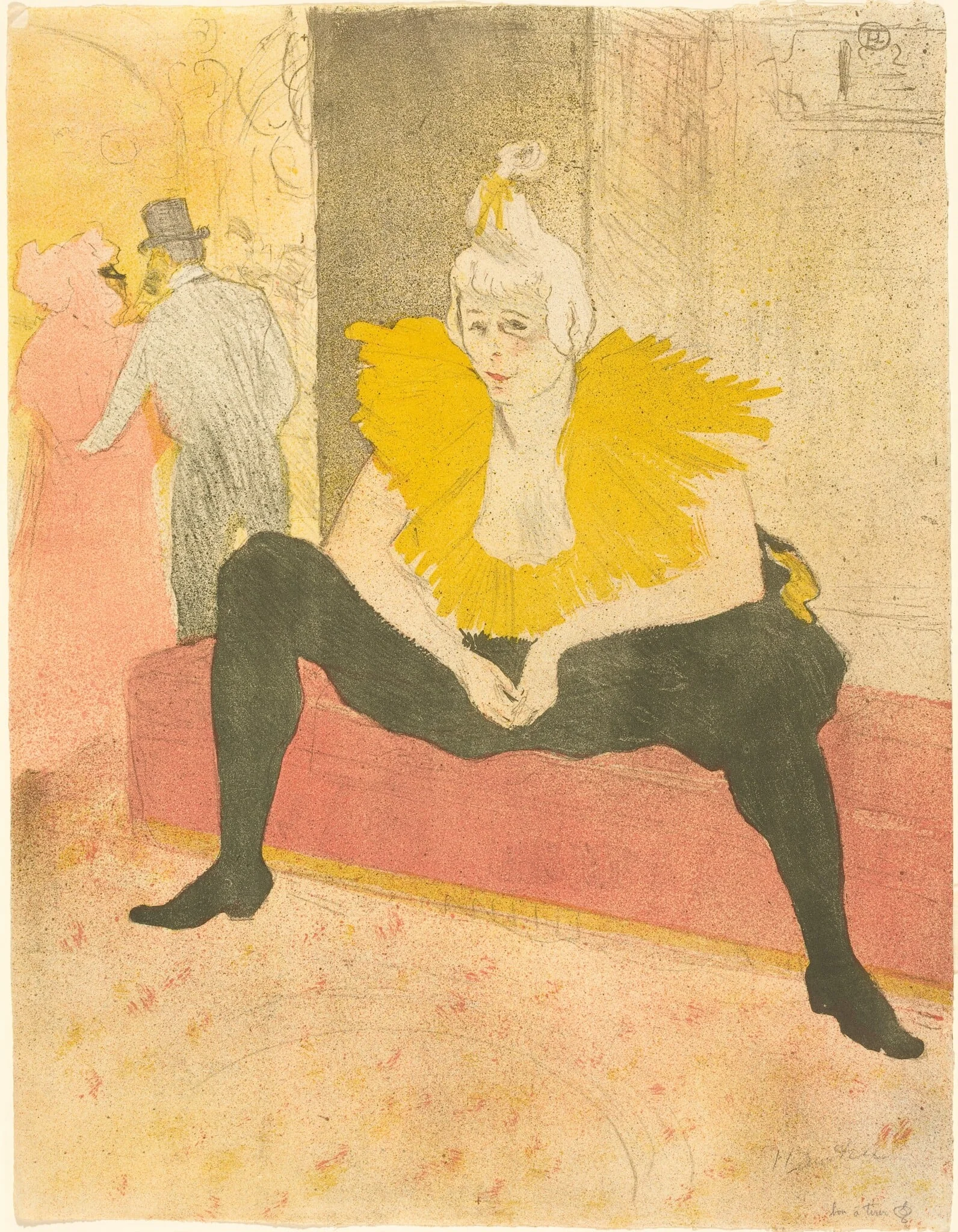 Seated Clowness (La Clownesse assise), by Henri de Toulouse-Lautrec, ink, 1896