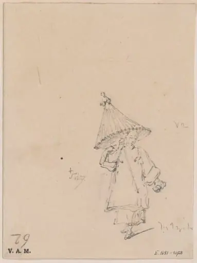 A Chinese woman holding a parasol