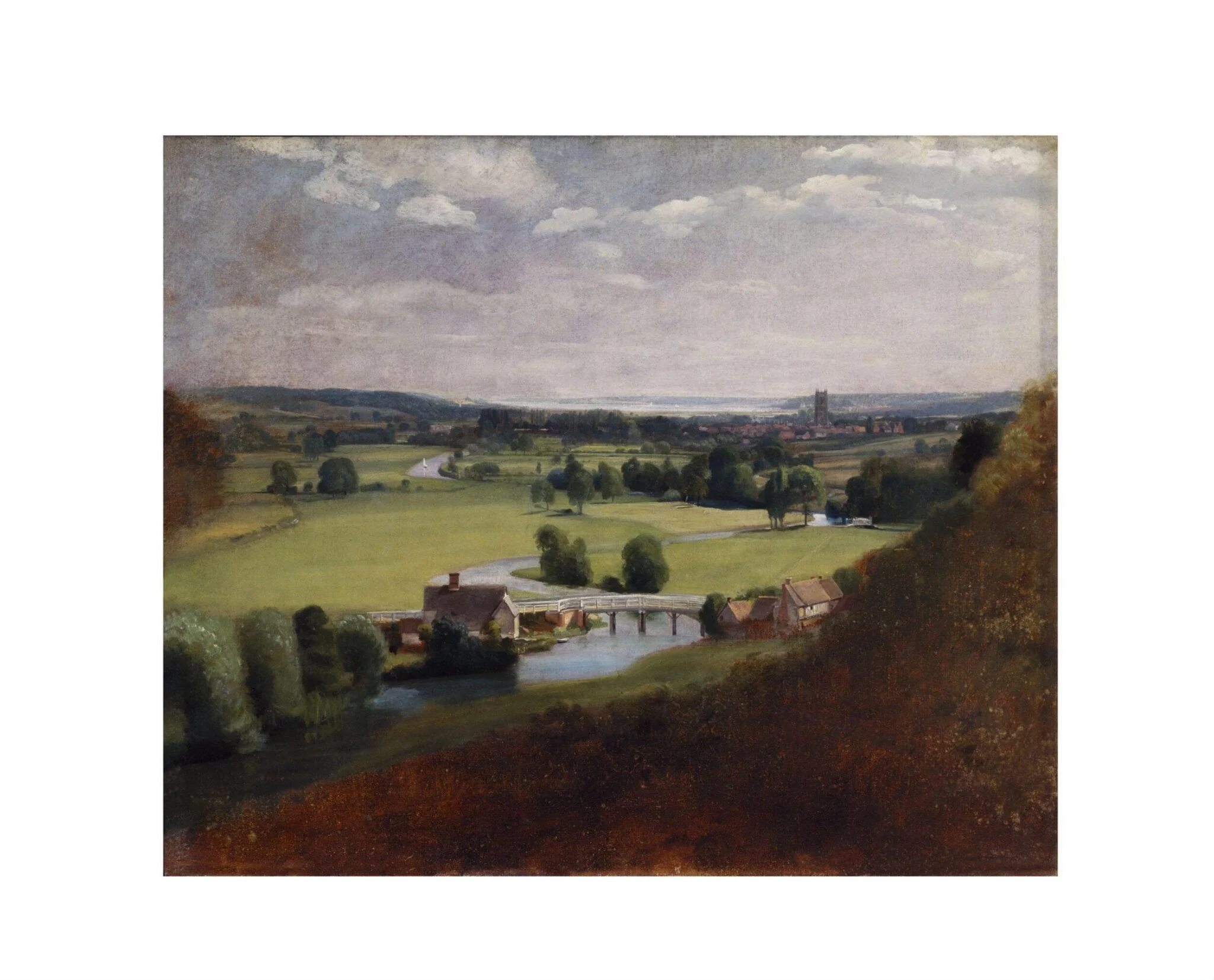 The Valley of the Stour with Dedham in the Distance, by John Constable, oil, 1800