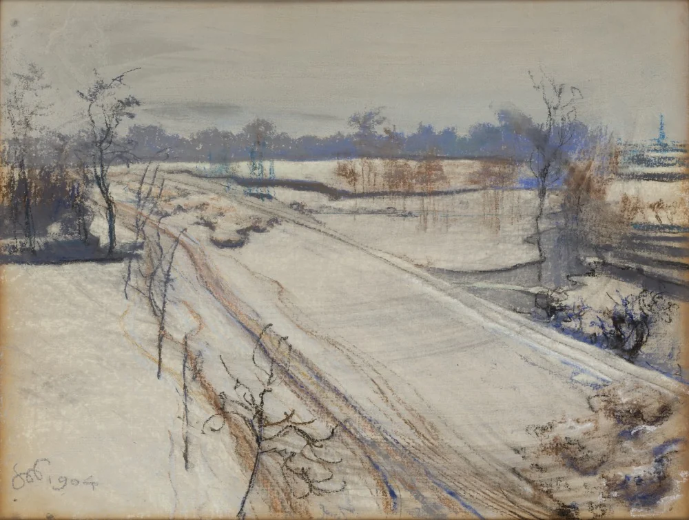View of the Kościuszko Mound from the window in the artist's studio, gray day, by Stanisław Wyspiański, unspecified, 1904
