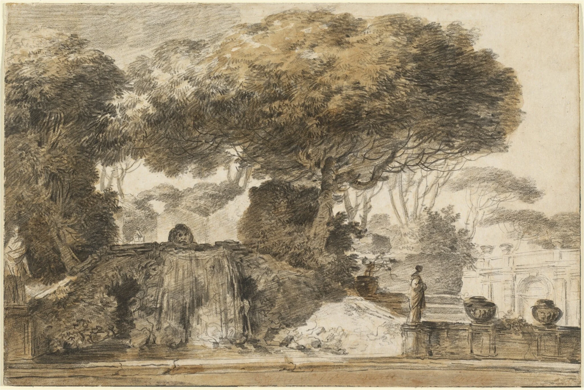 Park of an Italian Villa, by François-André Vincent, chalk, 1774