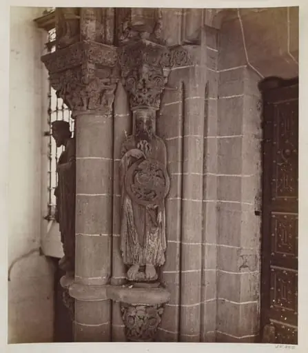 Cathedral, Santiago, Spain, Portico de la Gloria, Sculpture on pier