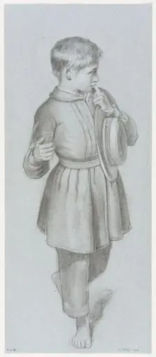 Study of the boy with his finger in his mouth for <i>Sunday Morning: Walk from Church</i>