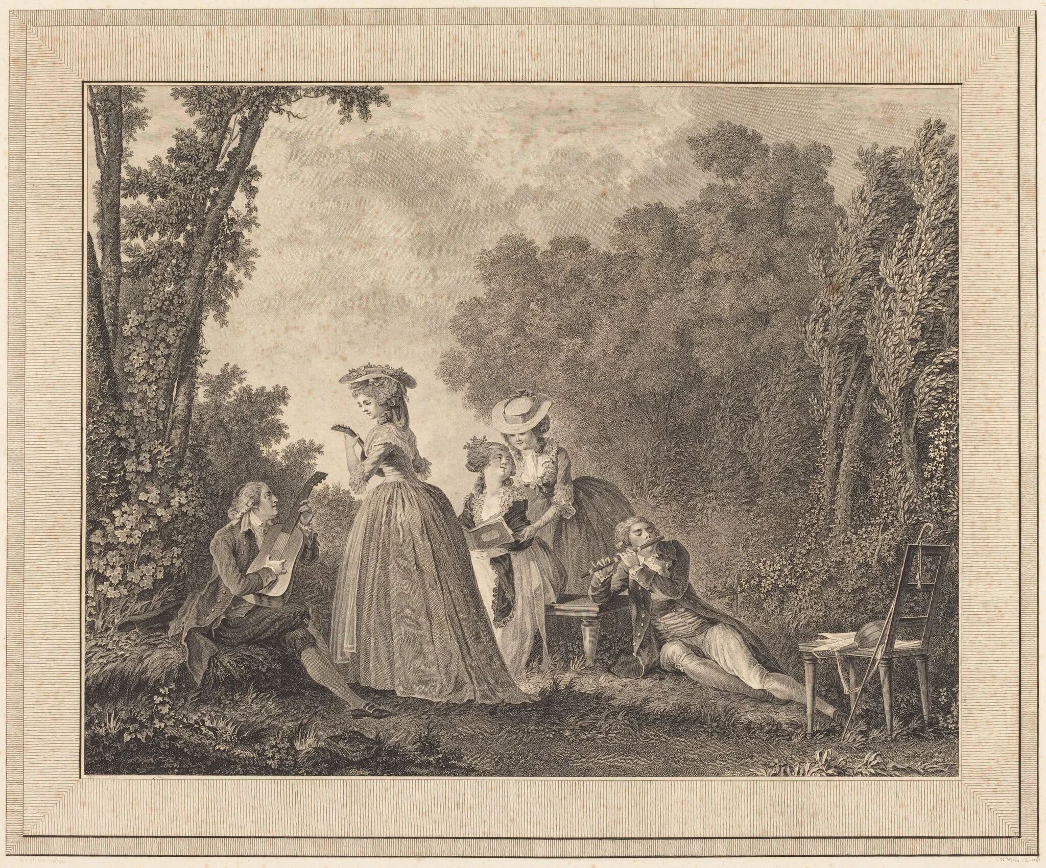 Le concert agreable, by Charles Nicolas Varin, ink, 1776