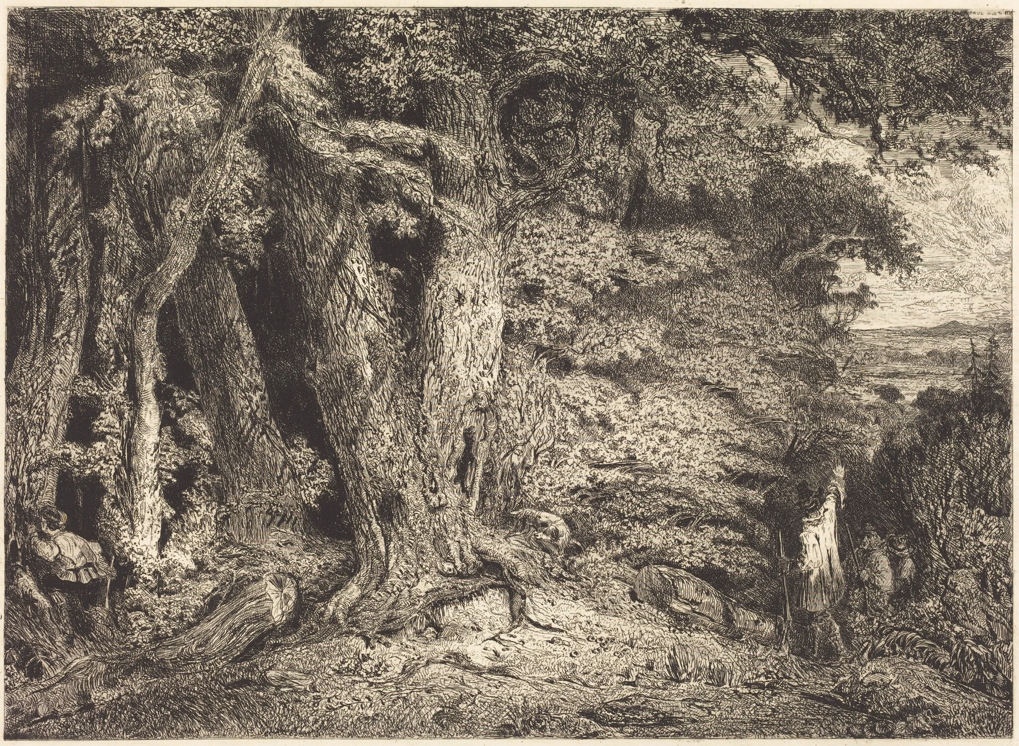 Entrance to the Forest, by Paul Huet, ink, 1846