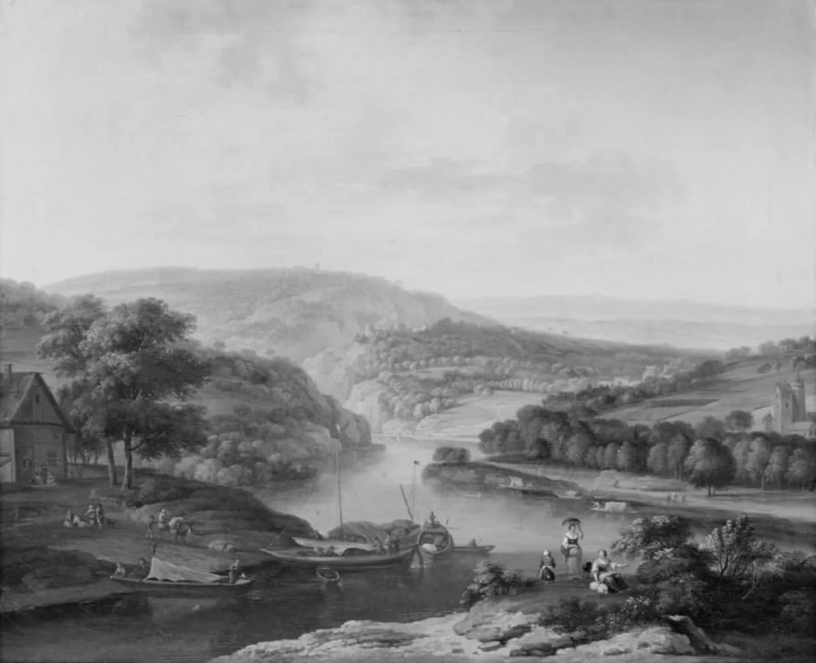 Landscape by the Rhine, by Unknown, unspecified, 1721
