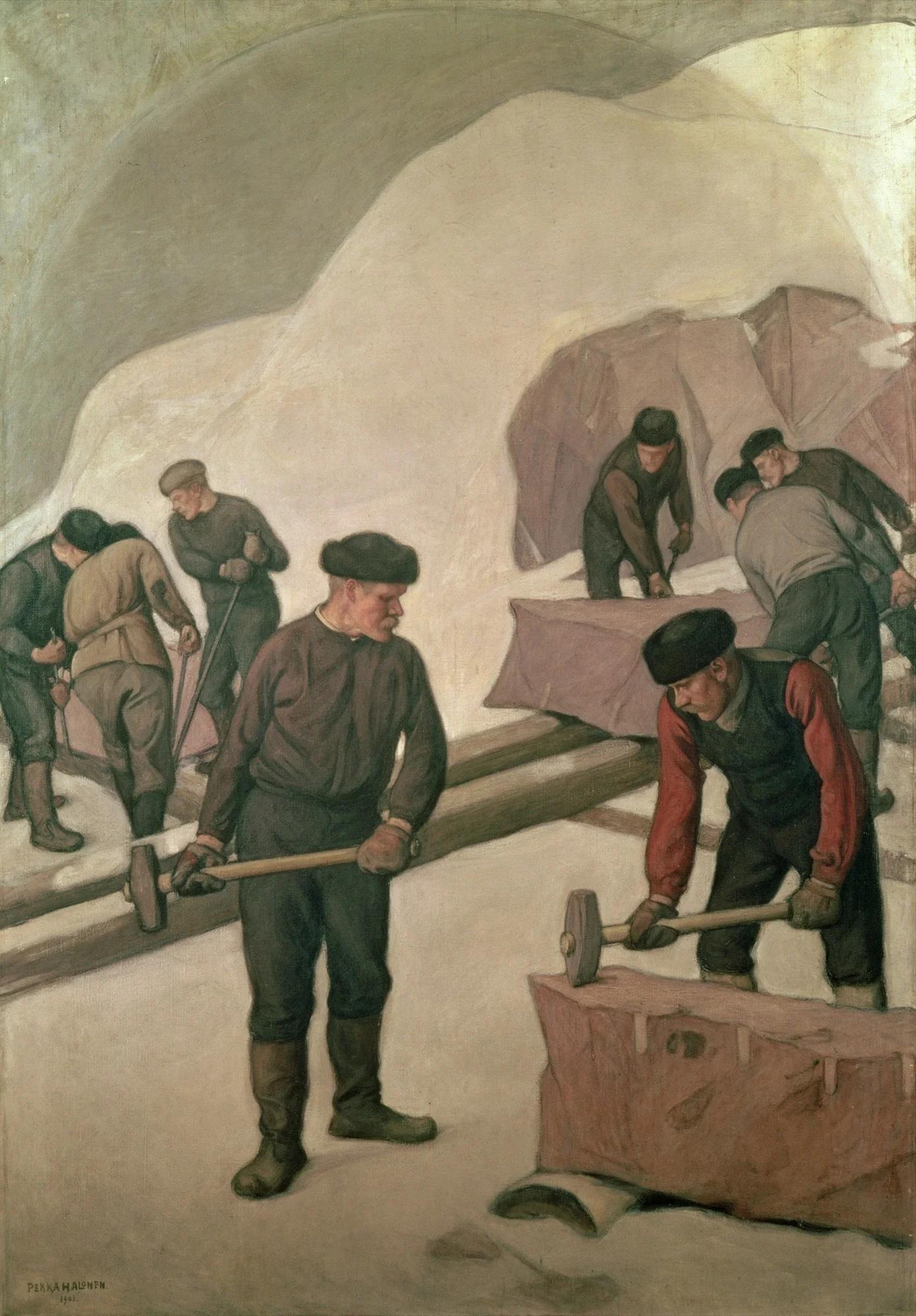 In the Stone-Quarry, by Pekka Halonen, oil, 1903