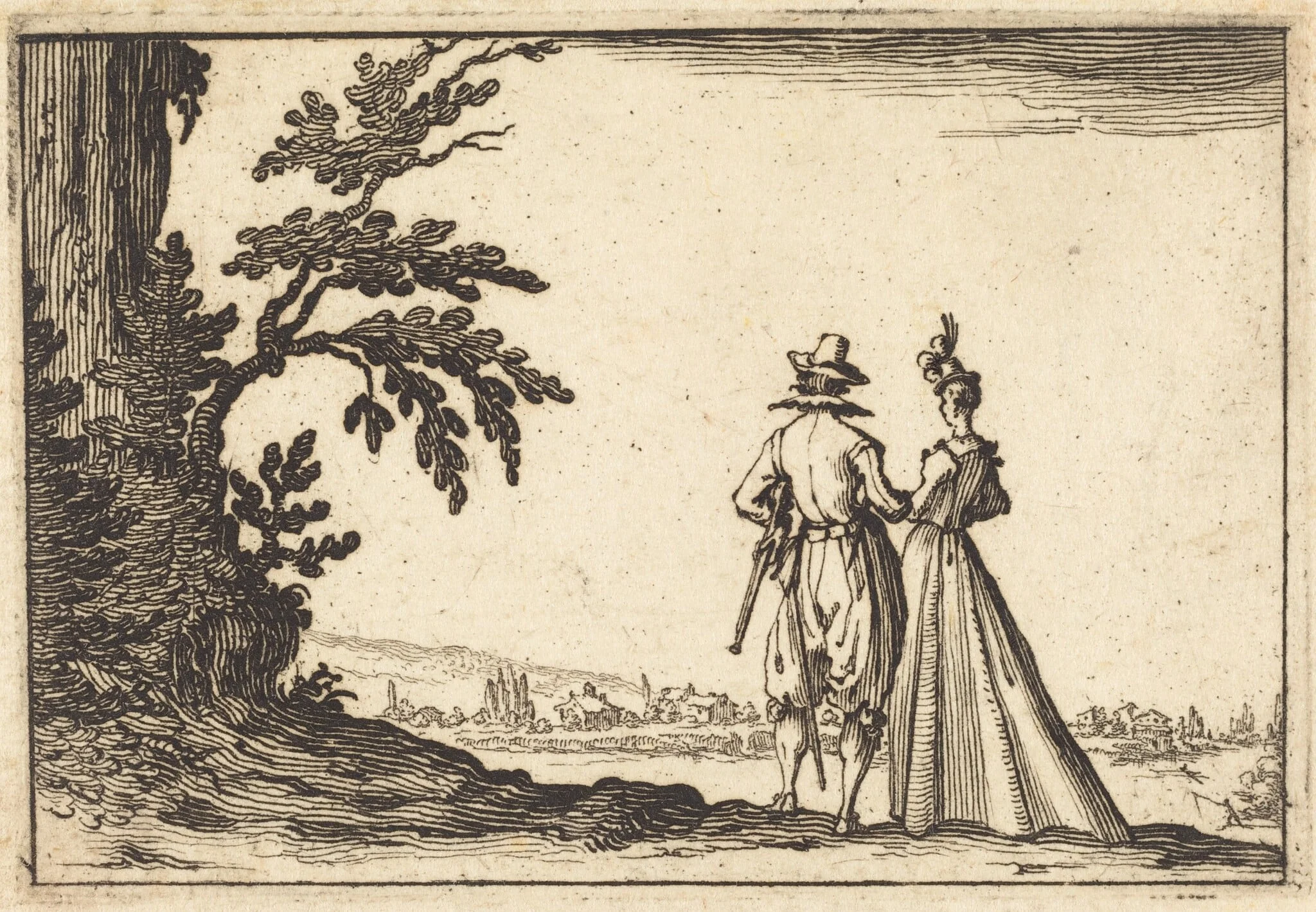 The Promenade, by Jacques Callot, ink, 1617