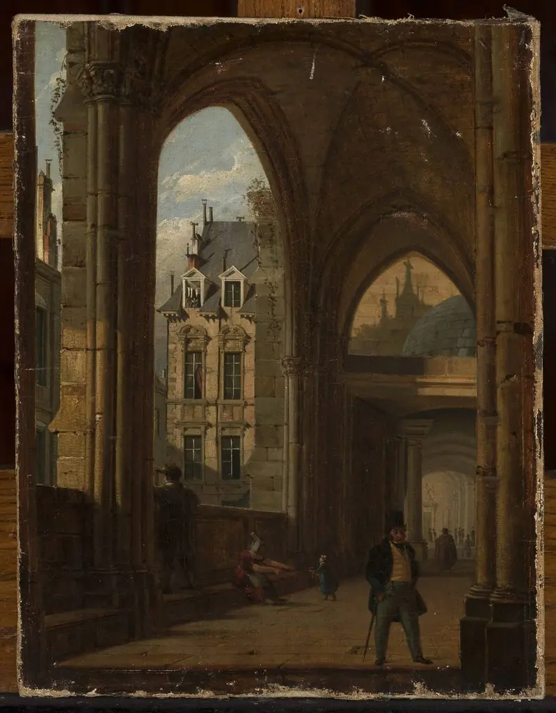 Arcades with the view of the city