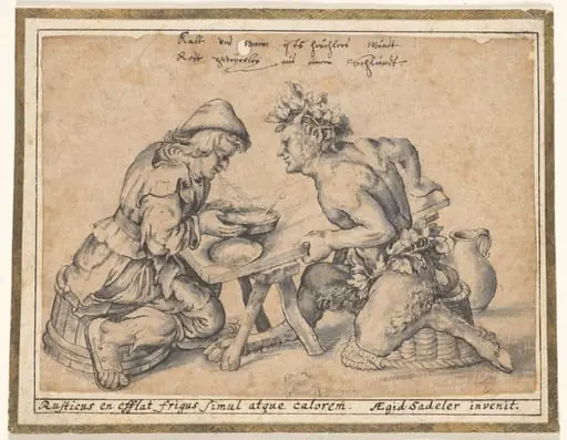 The Peasant Who Blew Hot and Cold (copy after Aegidius Sadeler)