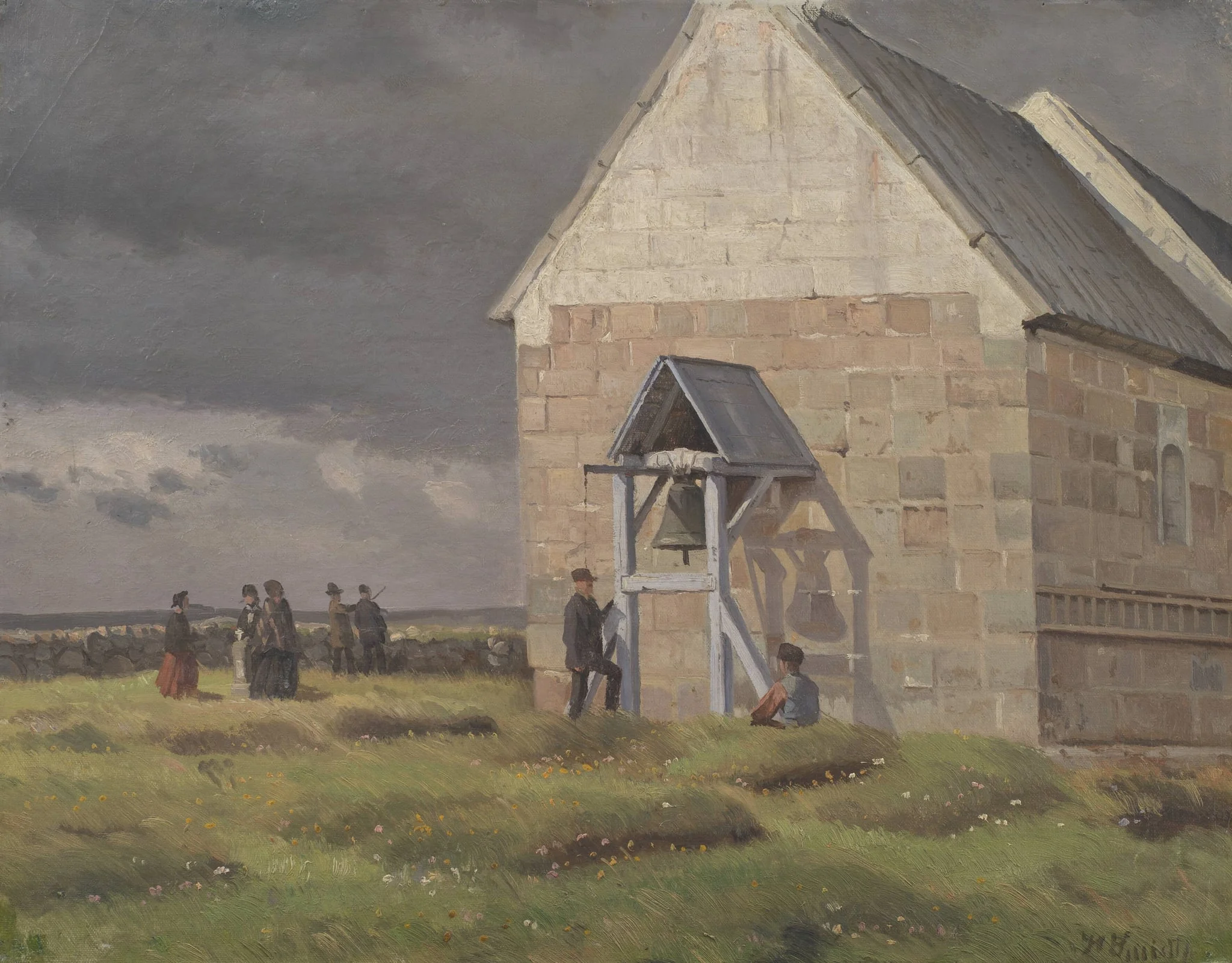 A Storm Brewing behind Nørre Vium Church, Jutland, by Unknown, 1850