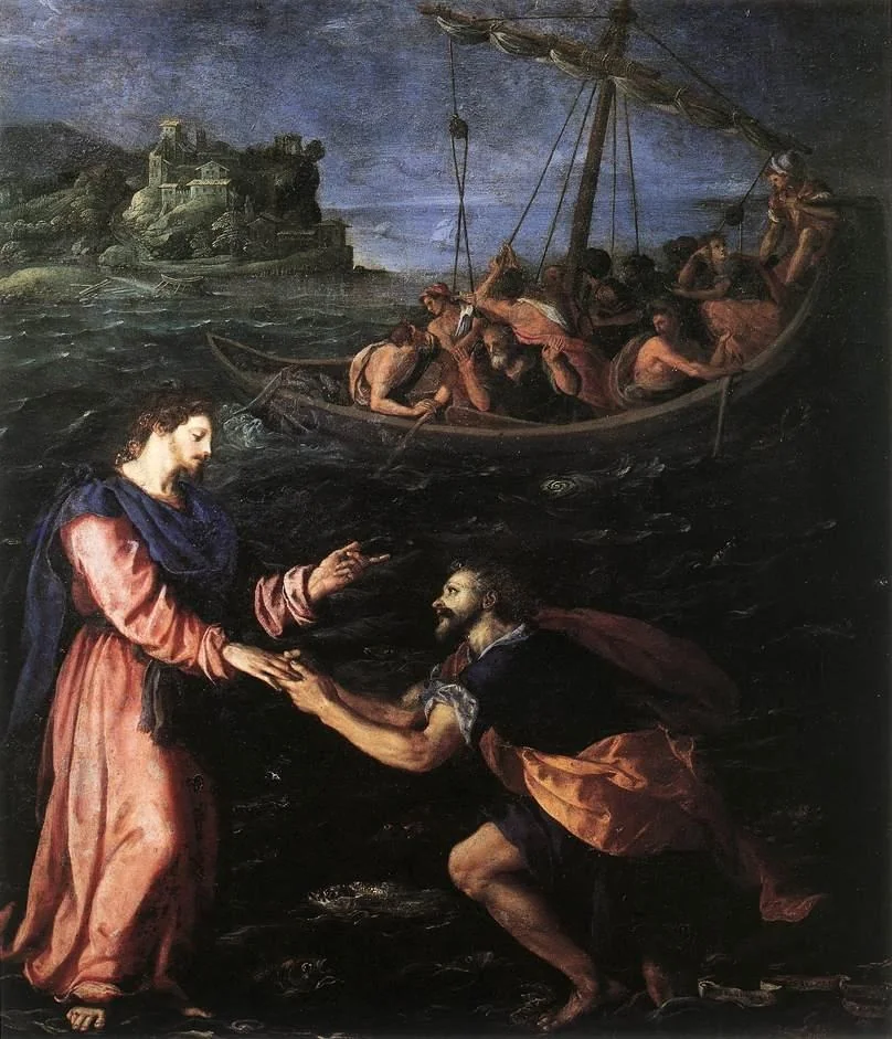 St Peter Walking on the Water, by Alessandro Allori, oil, 1596