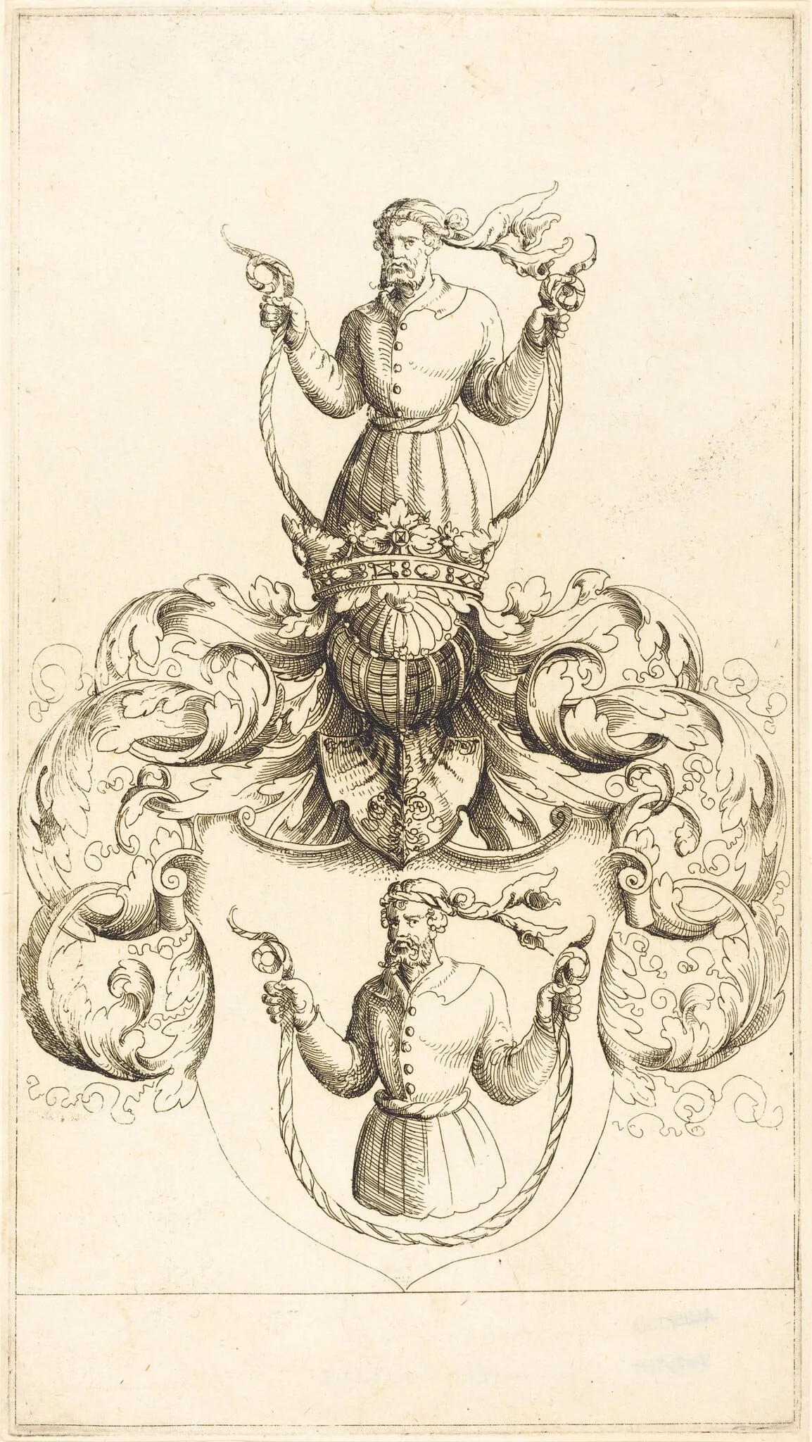 Coat of Arms of Unknown Man, by Augustin Hirschvogel, ink, 1528