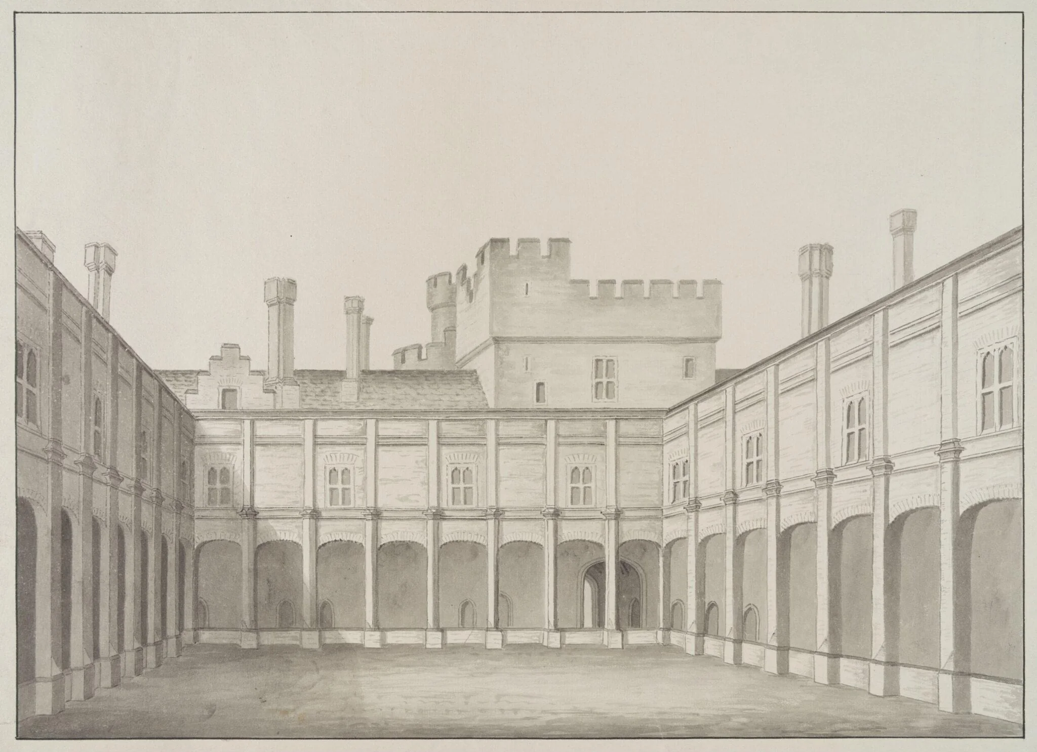 Interior of Green Court, looking south., by James Lambert senior, 1776
