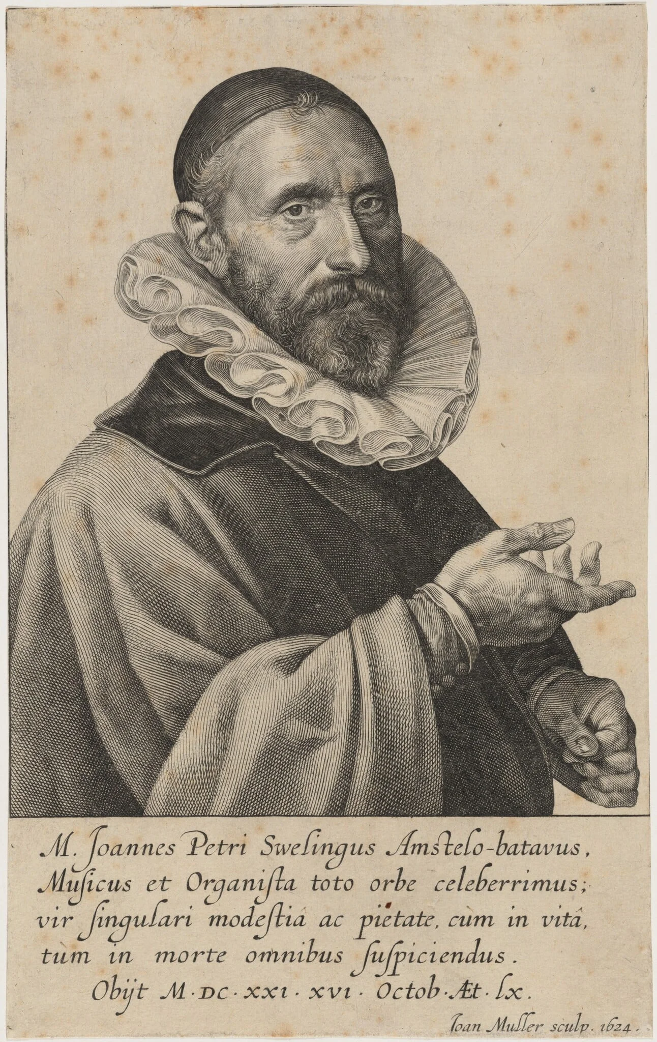 Jan Pieter Swelinck, Dutch Composer and Organist, by Jan Muller, ink, 1624
