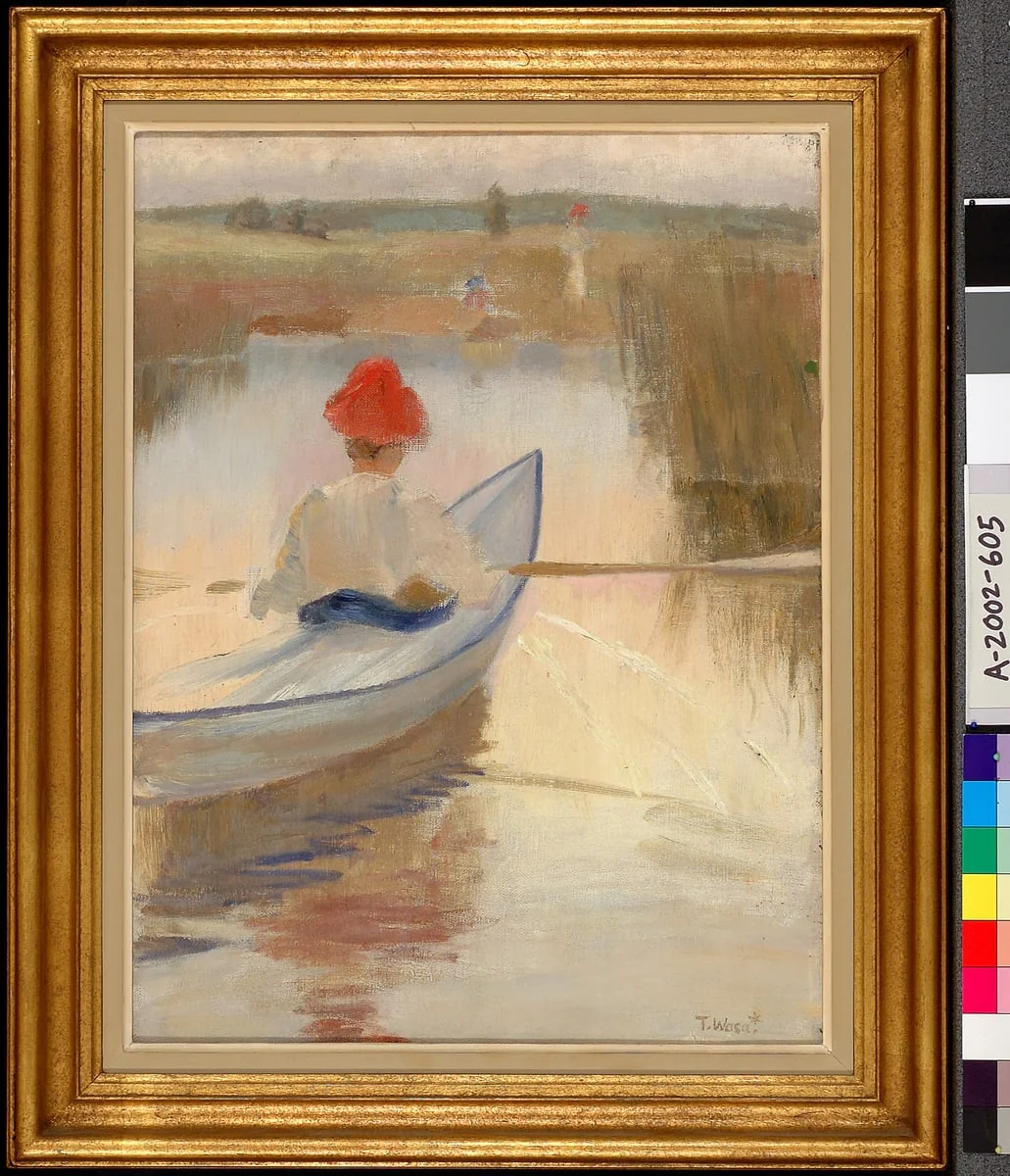 Soutava punahattuinen nainen, by Torsten Wasastjerna, unspecified, 1903