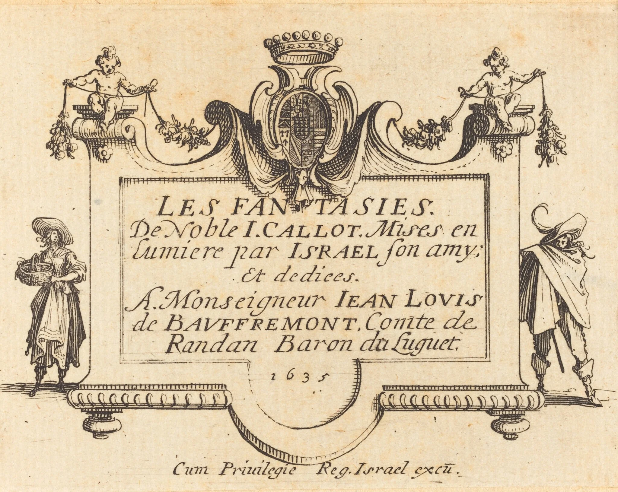 Title Page for "The Fantasies", by Jacques Callot, ink, 1634
