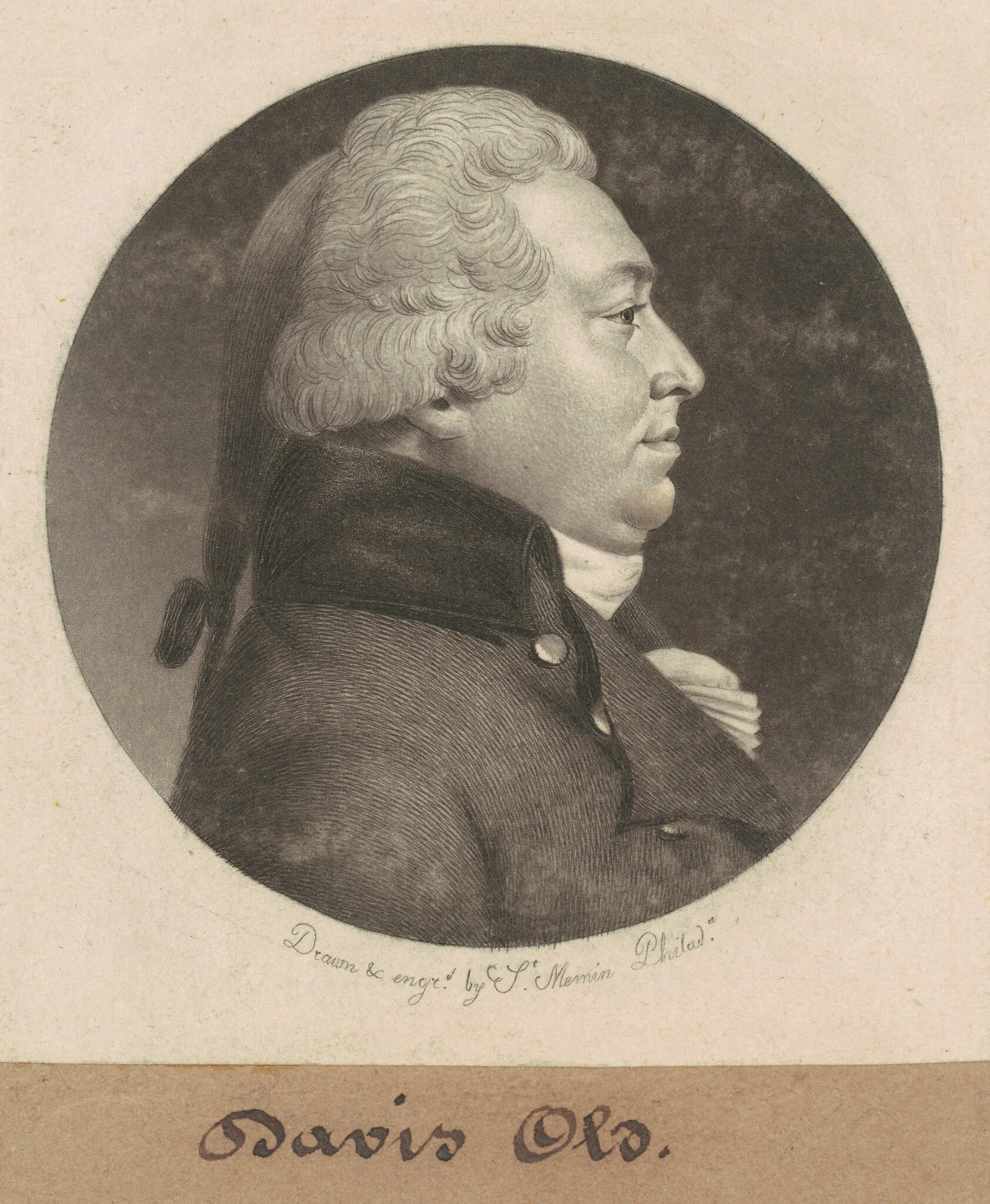 Davis Old, by Charles Balthazar Julien Févret de Saint-Mémin, ink, 1800