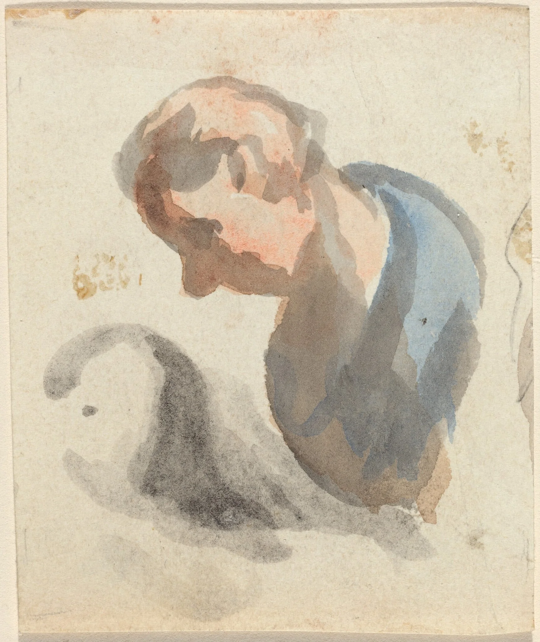 Head of a Man, by Honoré Daumier, watercolor, 1844