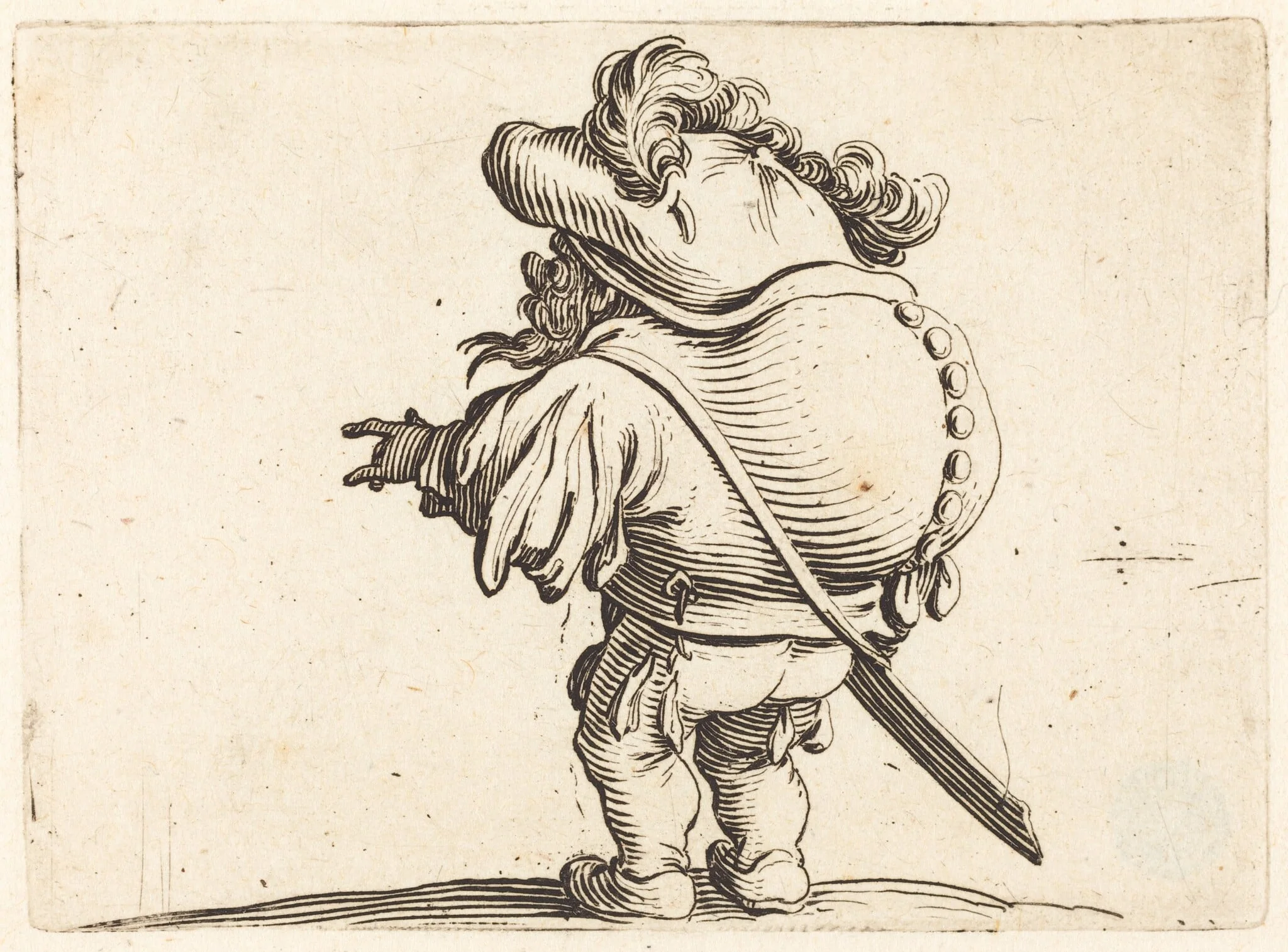 The Hunchback with the Feathered Cap, by Jacques Callot, ink, 1622