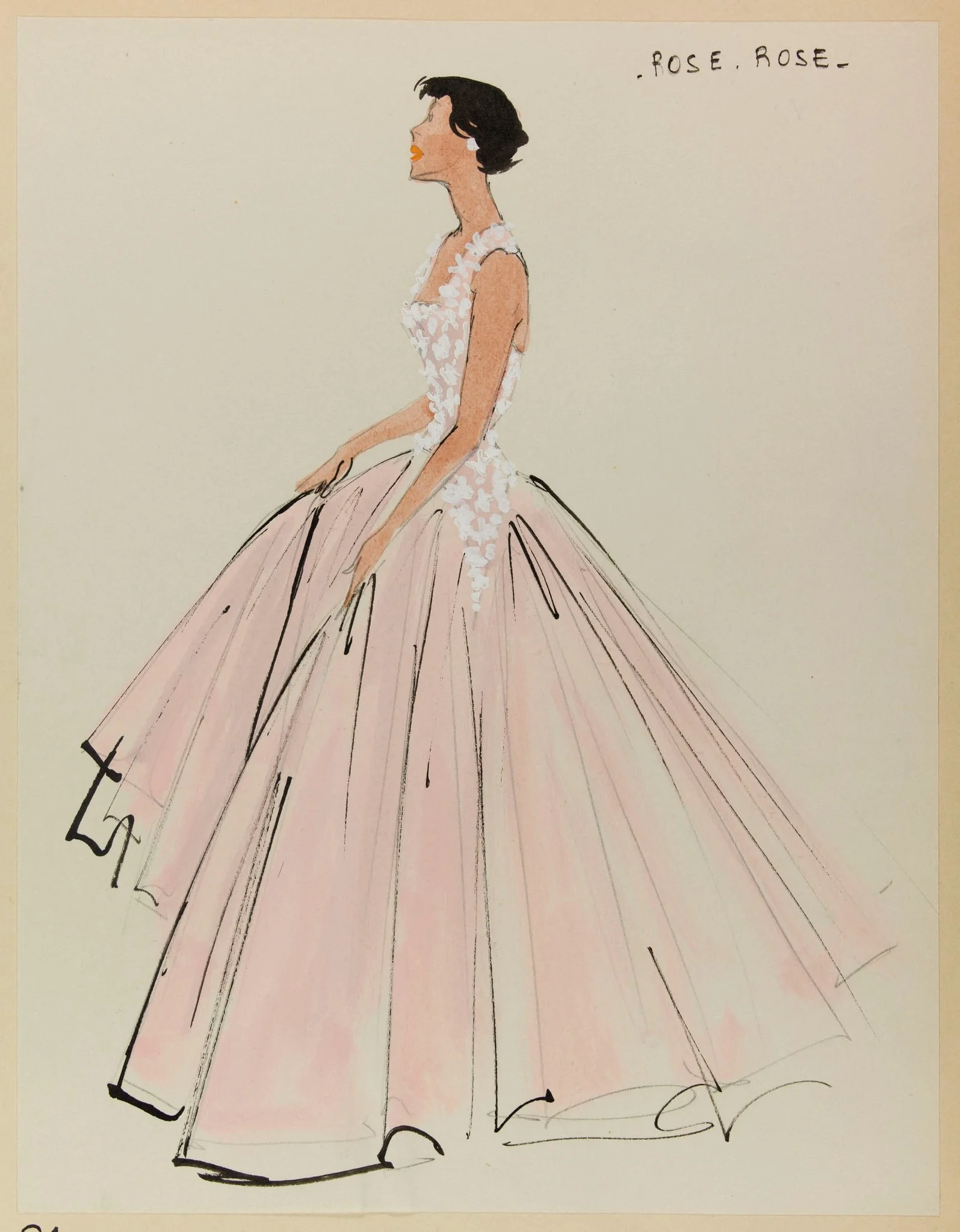 Robe rose, by Marie-Louise Carven, 1953