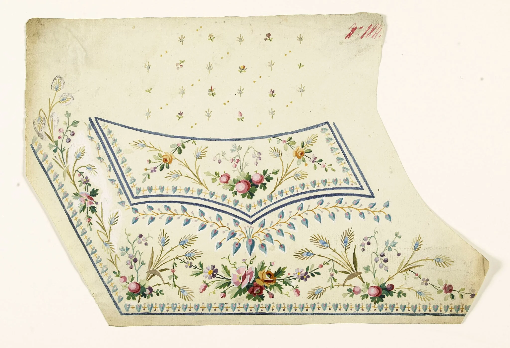 Composition de bouquets de fleurs et de baies et semis de fleurs, projets de broderies de gilet, XVIIIème siècle, by Anonyme, 1750