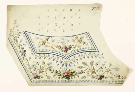 Composition de bouquets de fleurs et de baies et semis de fleurs, projets de broderies de gilet, XVIIIème siècle