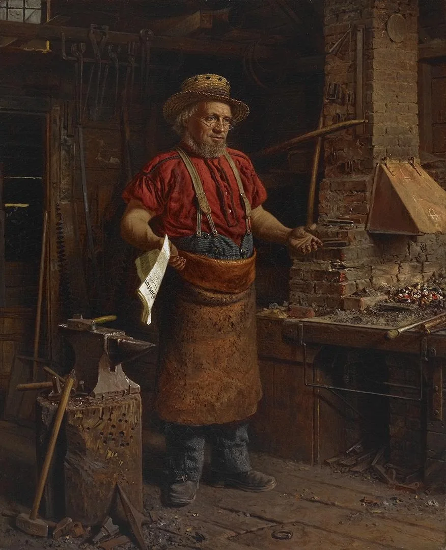 Politics in the Workshop, by Thomas Waterman Wood, oil, 1867