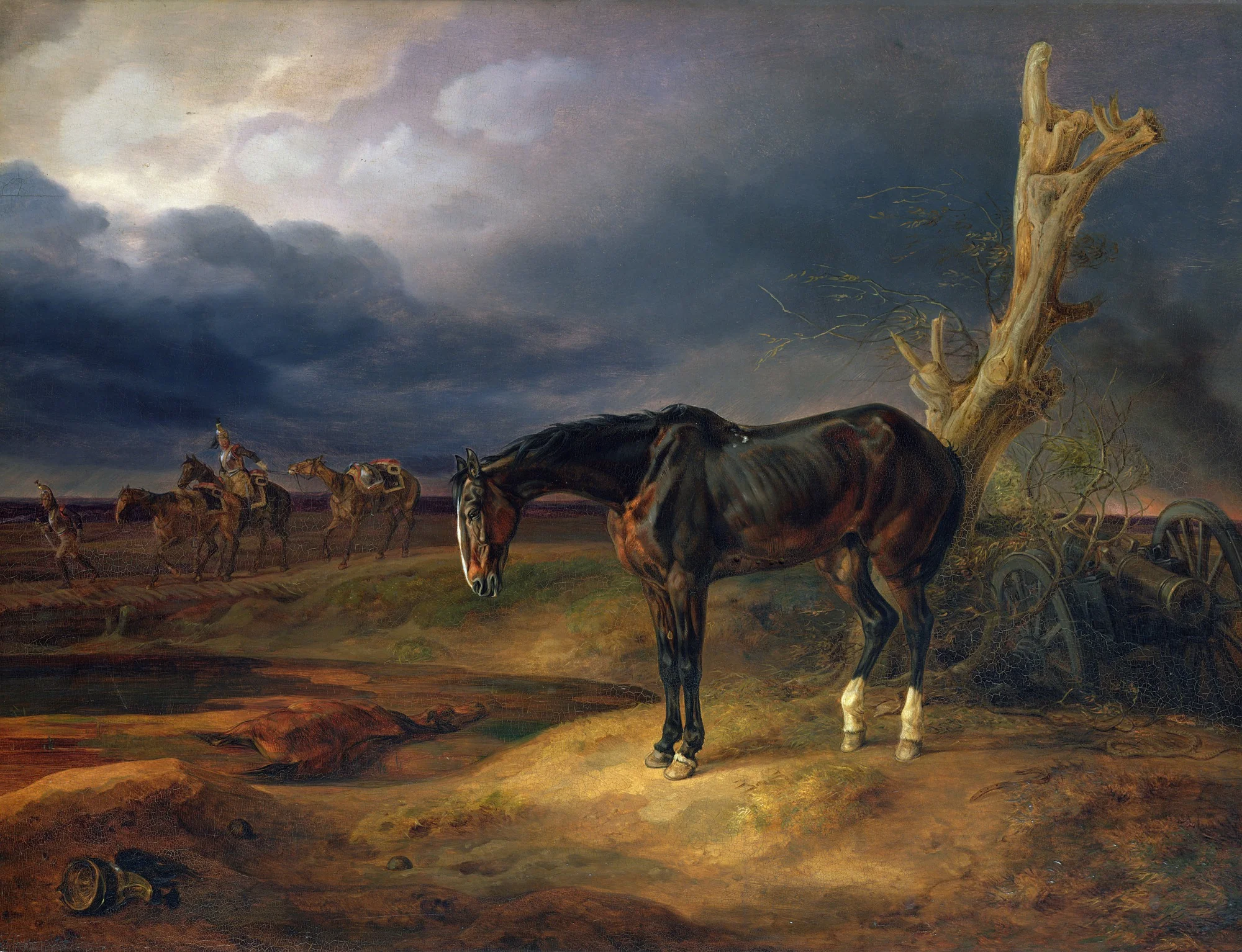 Ownerless Horse on the Battlefield at Moshaisk in 1812, by Albrecht Adam, oil, 1834