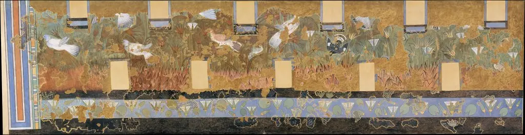 Facsimile painting from the 'Green Room' in the North Palace at Amarna