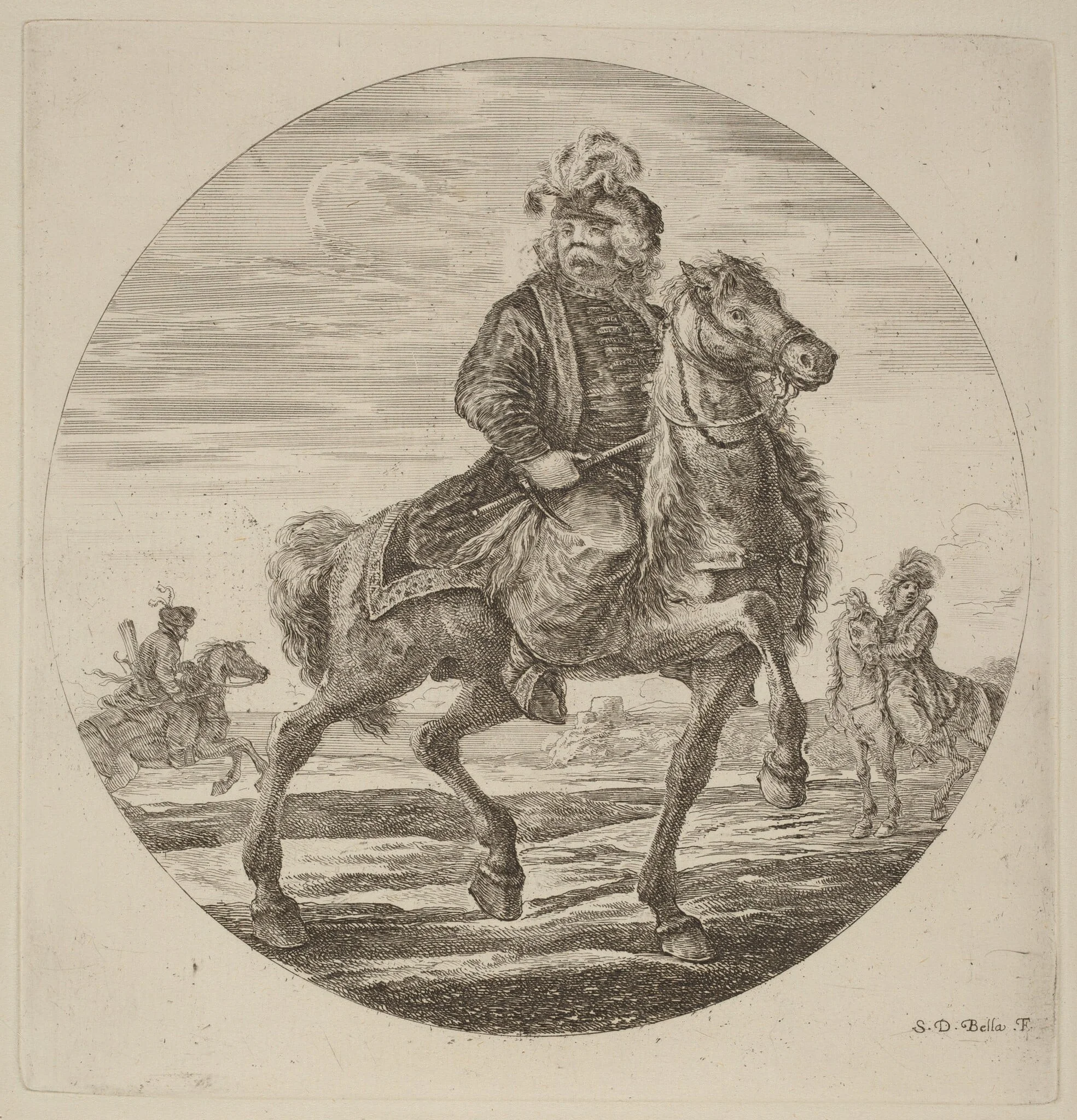 Hungarian Cavalier, by Stefano Della Bella, ink, 1637