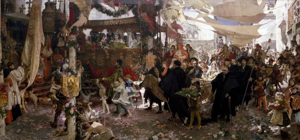The Baptismal procession of Prince Juan, son of the Catholic Kings, through the streets of Seville