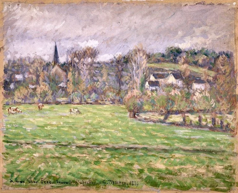 View of Bazincourt, by Camille Pissarro, unspecified, 1895
