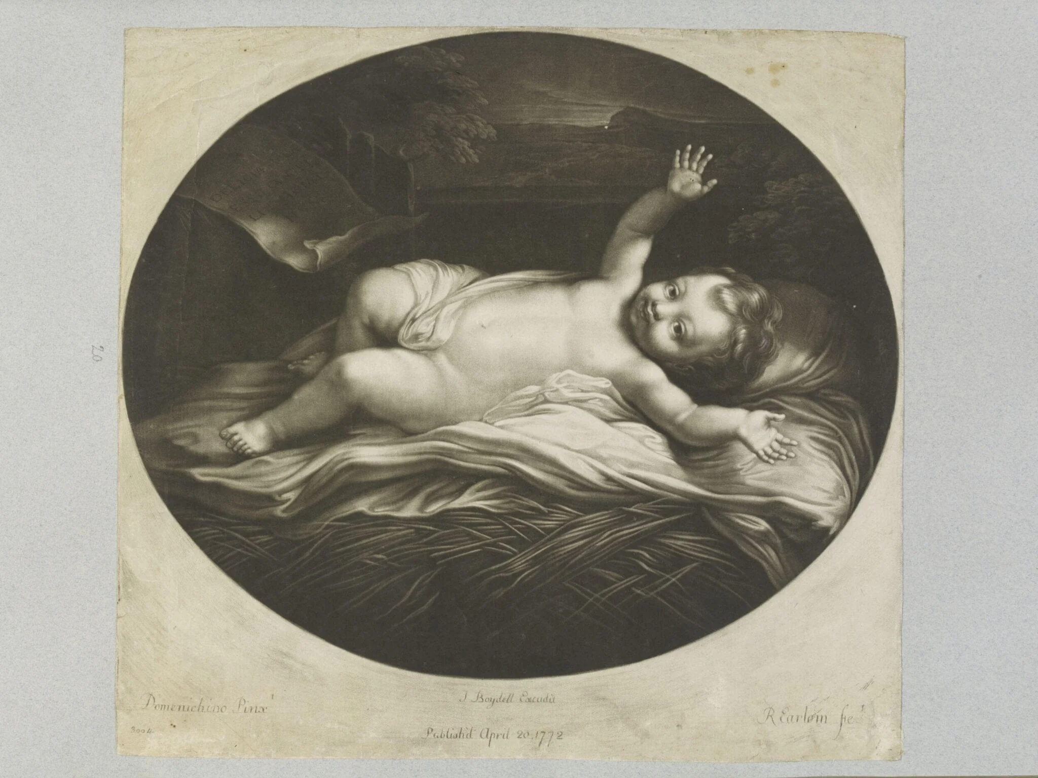 The Infant Jesus Sleeping, by Richard Earlom, 1850