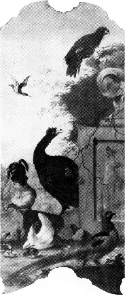 Decorative Painting with Birds in a Landscape
