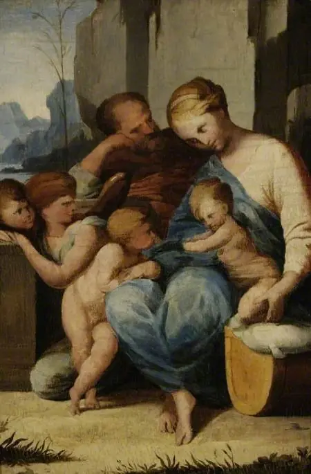 The Holy Family with the infant St John the Baptist and angels