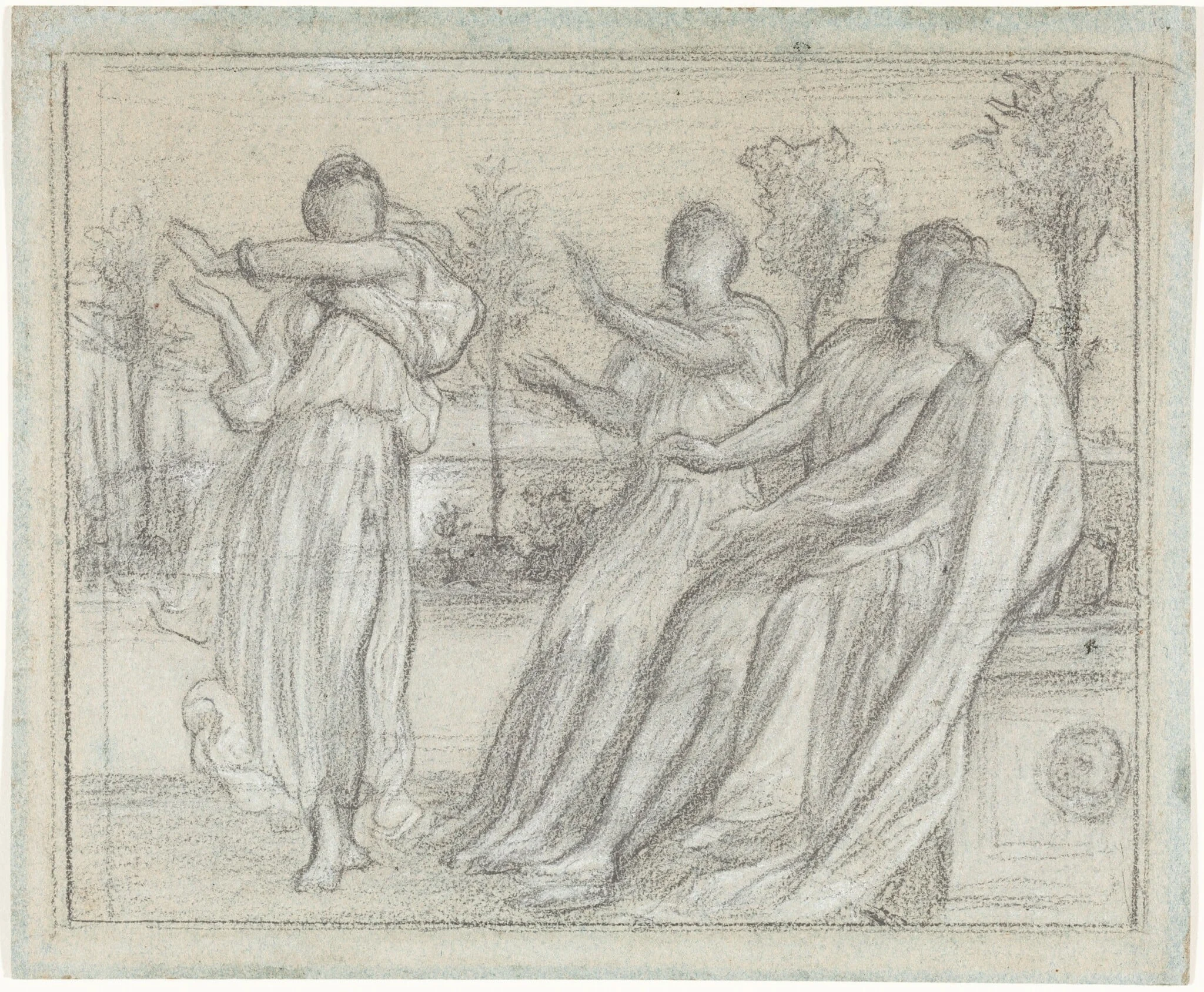 Study for "Greek Girl Dancing", by Frederic, Lord Leighton, chalk, 1867