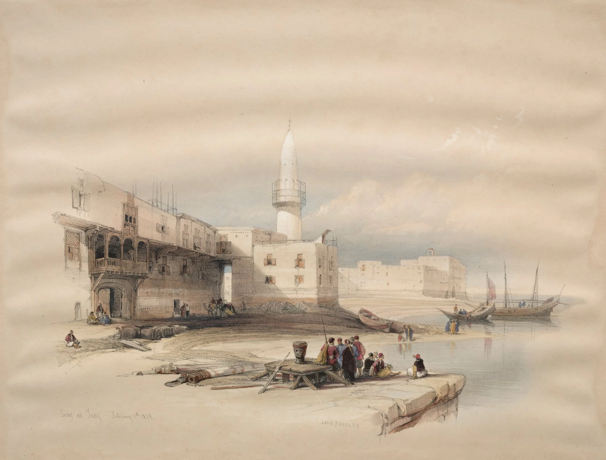 Quay at Suez, by David Roberts, 1839