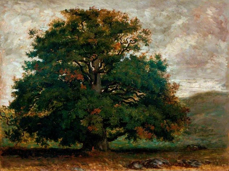 A Tree in Fontainebleau Forest, by Théodore Rousseau, oil, 1840