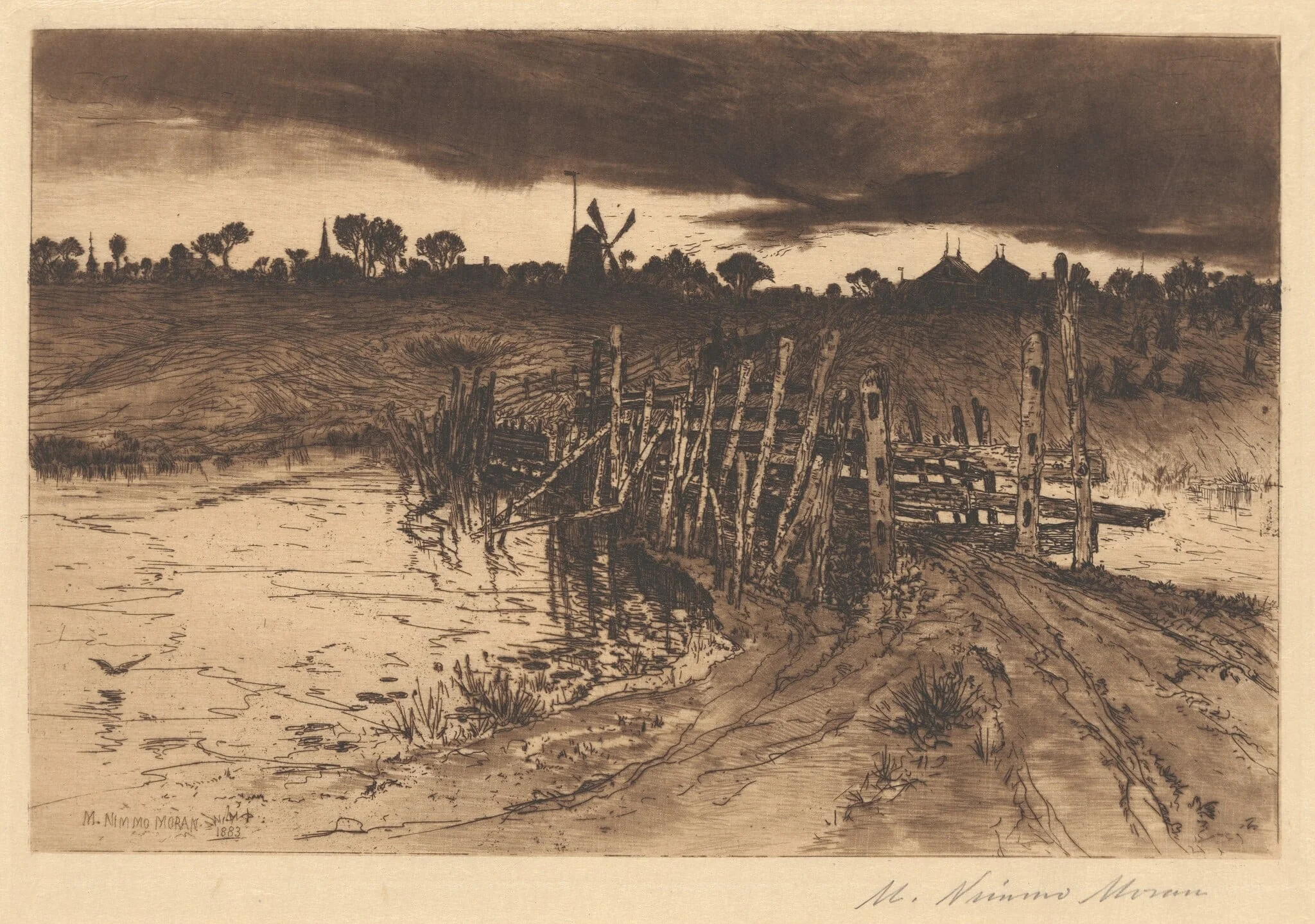 'Tween the Gloaming and the Mirk, by Mary Nimmo Moran, ink, 1883
