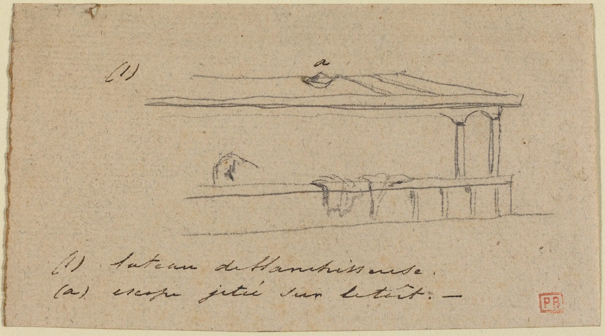Study for "Le Petit Pont", by Charles Meryon, graphite, 1850