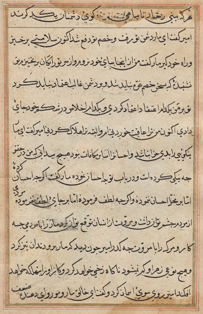 Page from Tales of a Parrot (Tuti-nama): text page