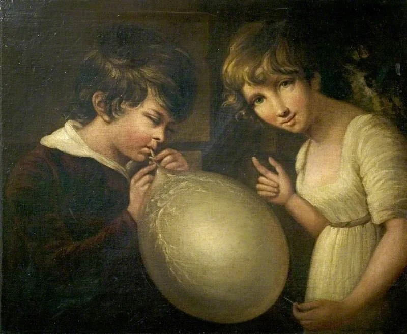 Boy and Girl with a Bladder, by William Tate, oil