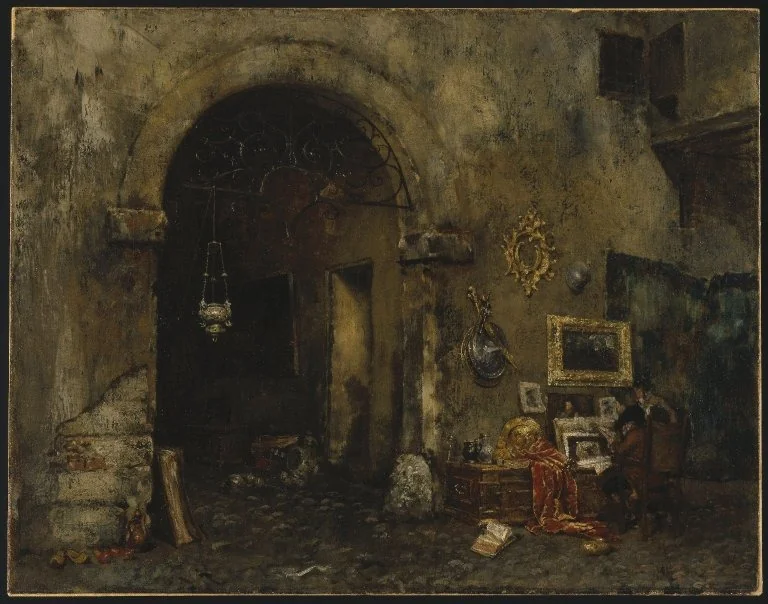 The Antiquary Shop, by William Merritt Chase, oil, 1890