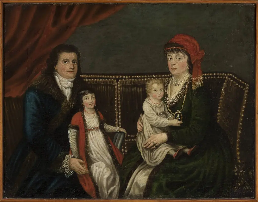 Portrait of the Lafontaine family, Leopold (1756–1812), surgeon, with his wife Teresa née Korneli (1768–1827) and daughters, Zofia (?–1831) and Wiktoria (1800–1849)